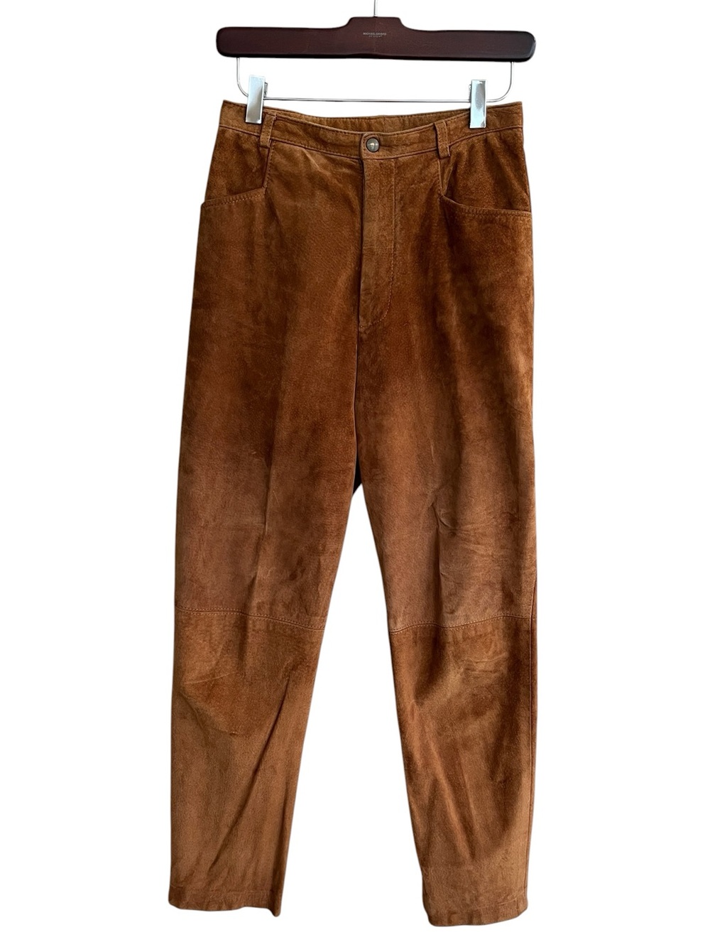 Vintage Ann Taylor 80s 90s Light Brown Suede Leather High Waisted Rise Pants 4